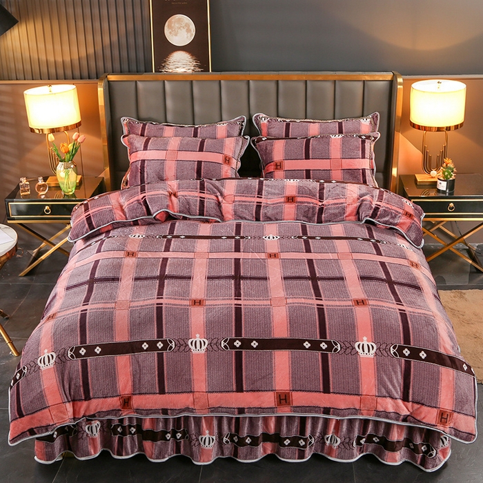 91家纺网 家纺一手货源 找家纺 爱洛 2024新款日产过万爆款印花牛奶绒四件套 雅韵