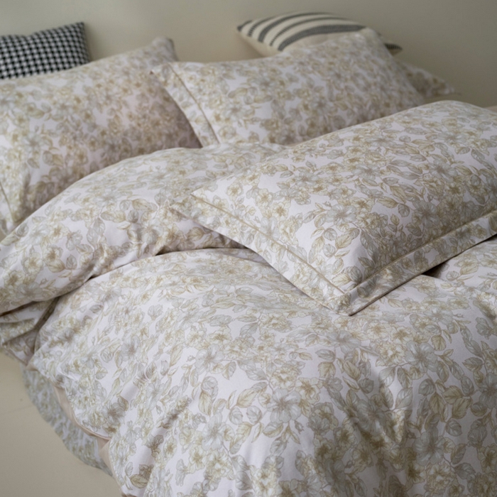 91家纺网 家纺一手货源 找家纺 XIWEN-希文家纺 2024新款全棉印花陶瓷磨毛四件套-第一批 轻轻丝语-驼