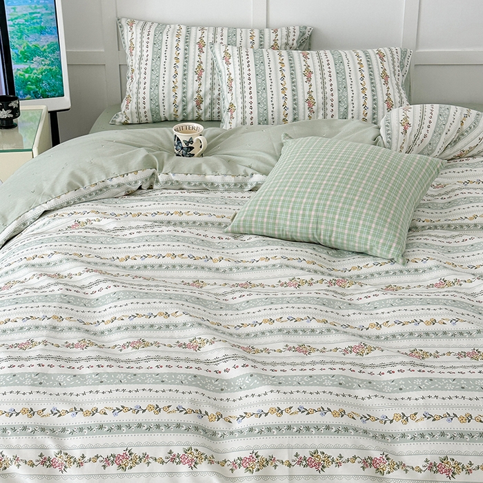 91家纺网 家纺一手货源 找家纺 （总）昔可家纺 2024新款13372全棉亲肤四件套-小花系列