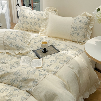 91家纺网 家纺一手货源 找家纺 （总）轻奢坊 2024新款水洗棉剪花四件套-风格二