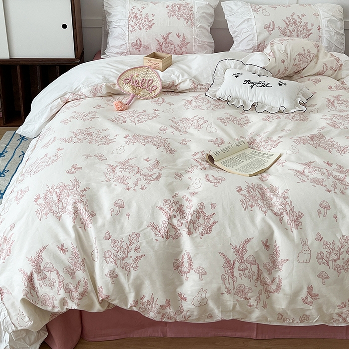 91家纺网 家纺一手货源 找家纺 昔可家纺 2024新款韩版花边工艺款轻奢四件套 复古素描花边