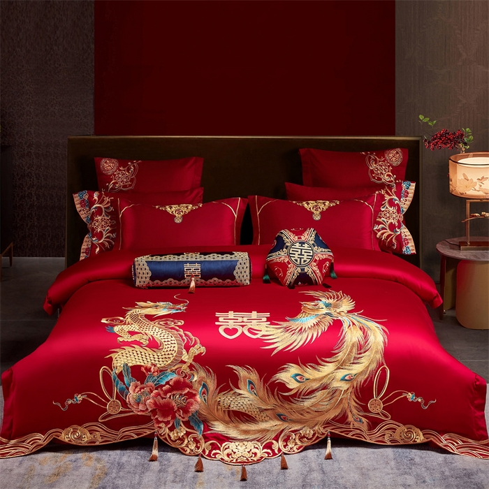 91家纺网 家纺一手货源 找家纺 宏羽纺家纺 2024新款13372纯棉婚庆套件系列 婚嫁贺喜