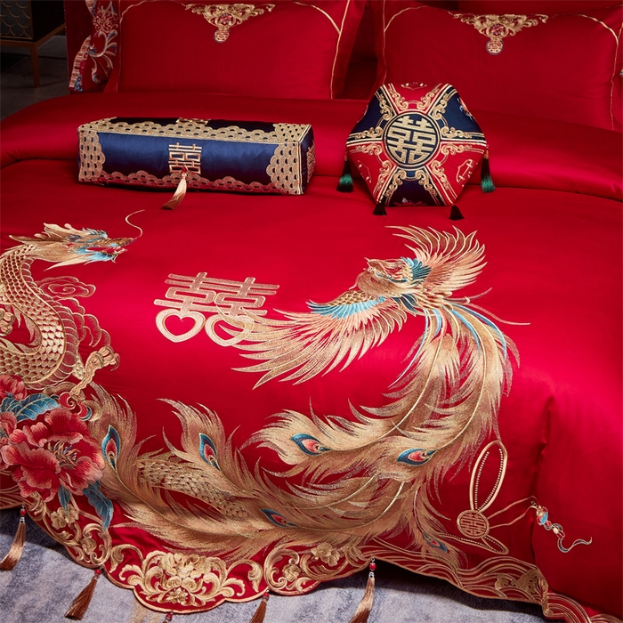 91家纺网 家纺一手货源 找家纺 宏羽纺家纺 2024新款13372纯棉婚庆套件系列 婚嫁贺喜