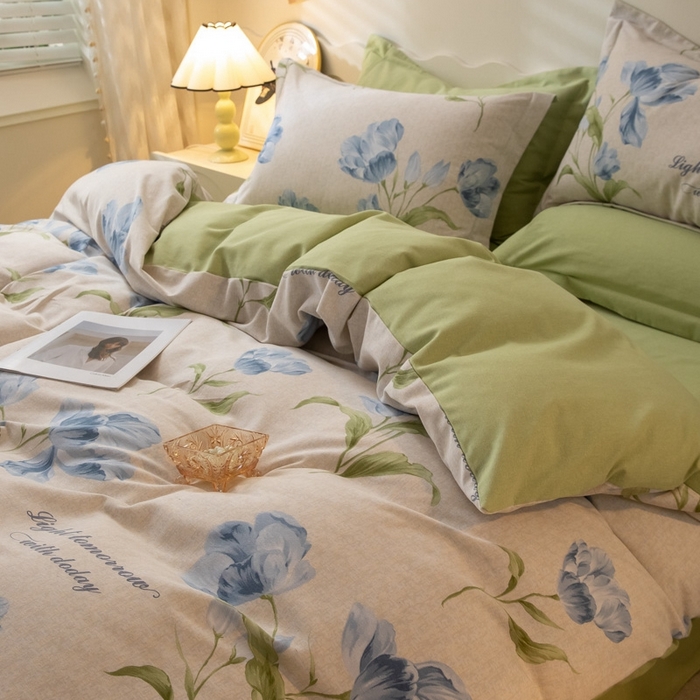 91家纺网 家纺一手货源 找家纺 启程家纺 2024全棉生态磨毛印花四件套 故梦