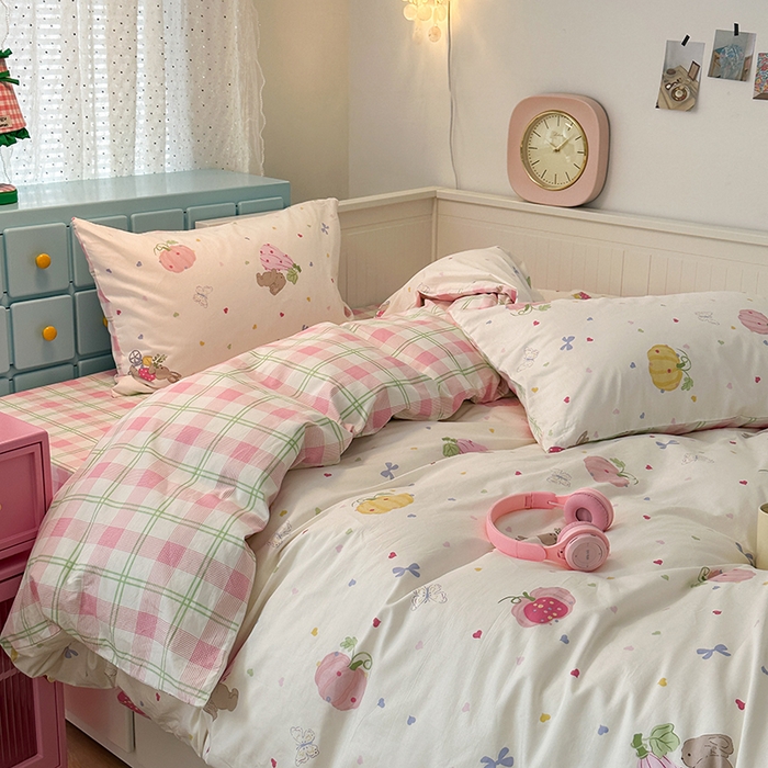 91家纺网 家纺一手货源 找家纺 昔可家纺 2024新款13372全棉亲肤四件套-卡通系列 南瓜兔