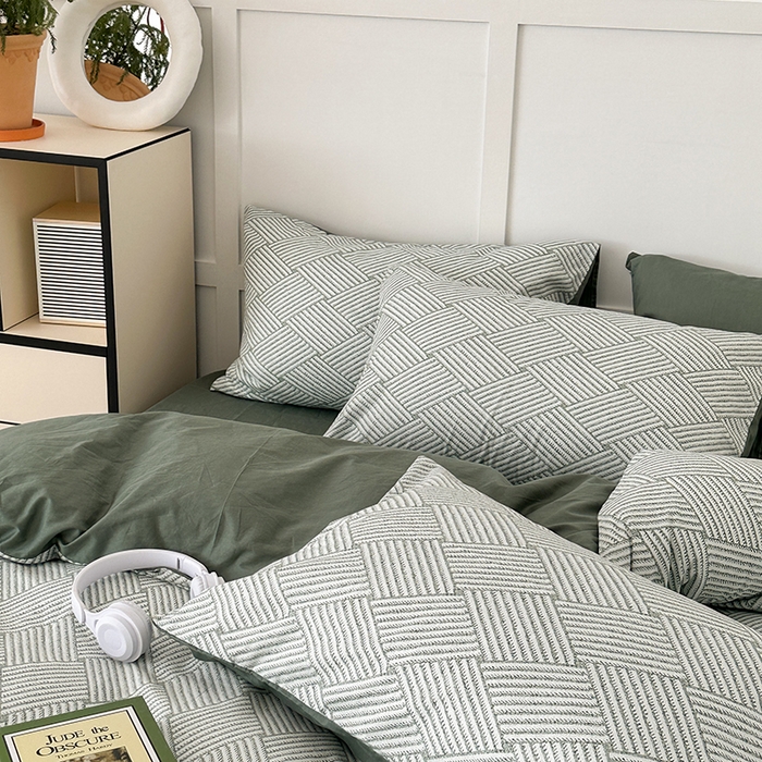 91家纺网 家纺一手货源 找家纺 昔可家纺 2024新款13372全棉亲肤四件套-复古系列 格瑞塔