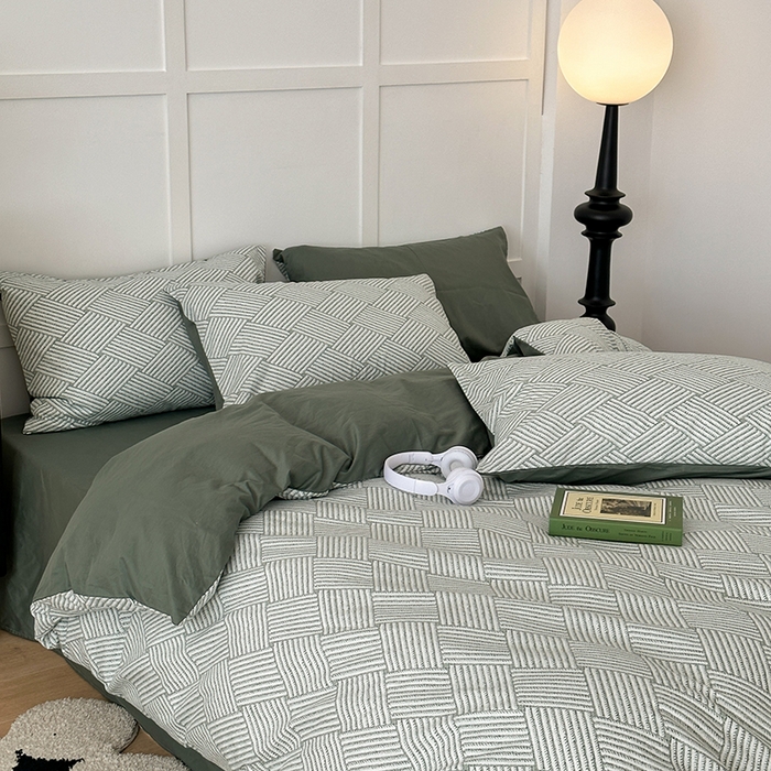 91家纺网 家纺一手货源 找家纺 昔可家纺 2024新款13372全棉亲肤四件套-复古系列 格瑞塔