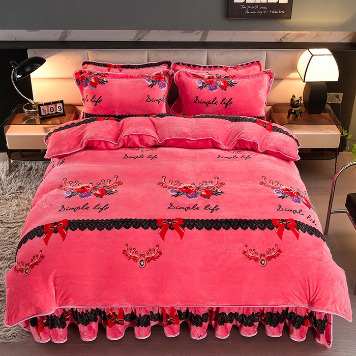 91家纺网 家纺一手货源 找家纺 爱洛 2024新款日产过万爆款印花牛奶绒四件套 鹿角