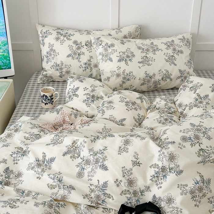 91家纺网 家纺一手货源 找家纺 昔可家纺 2024新款13372全棉亲肤四件套-小花系列 浮世绘