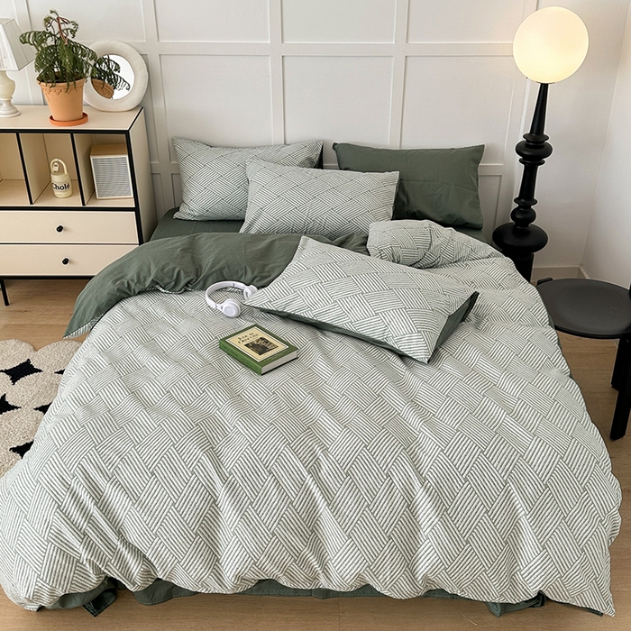 91家纺网 家纺一手货源 找家纺 昔可家纺 2024新款13372全棉亲肤四件套-复古系列 格瑞塔