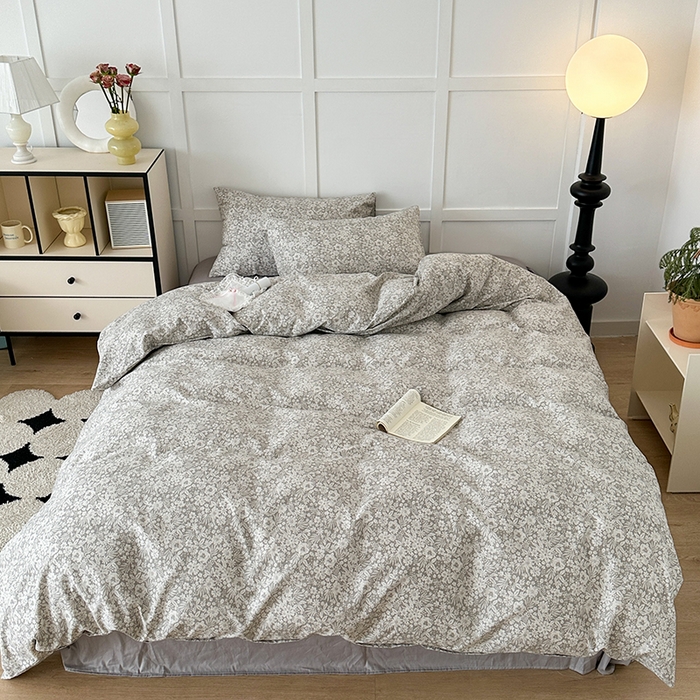 91家纺网 家纺一手货源 找家纺 昔可家纺 2024新款13372全棉亲肤四件套-小花系列 社桑花园