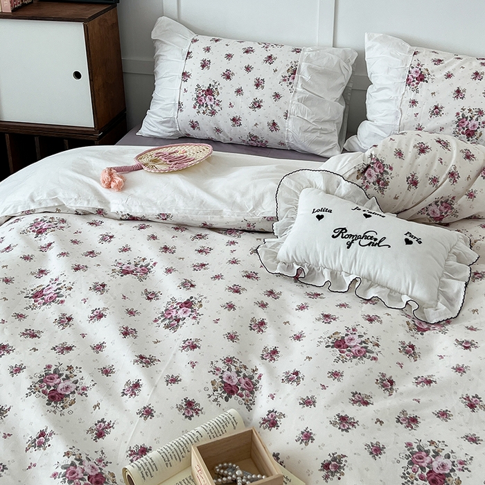 91家纺网 家纺一手货源 找家纺 昔可家纺 2024新款韩版花边工艺款轻奢四件套 卢森堡少女