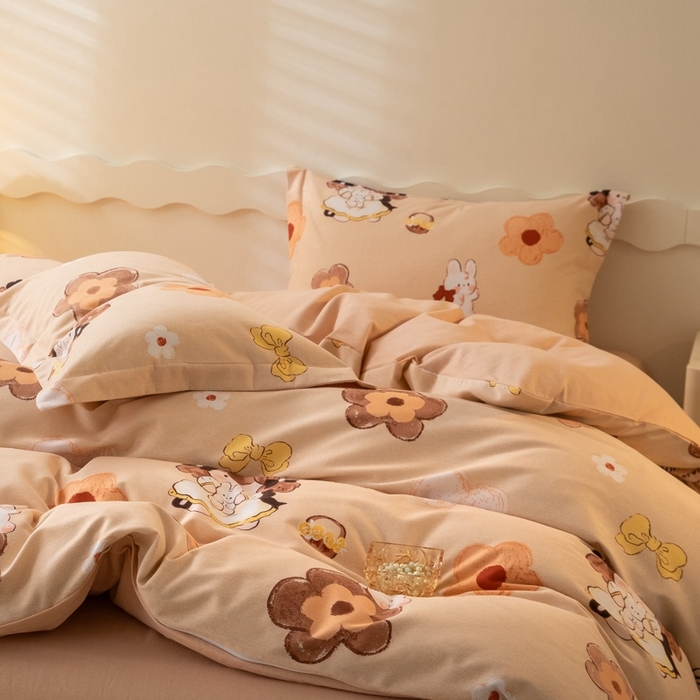 91家纺网 家纺一手货源 找家纺 启程家纺 2024全棉生态磨毛印花四件套 花童