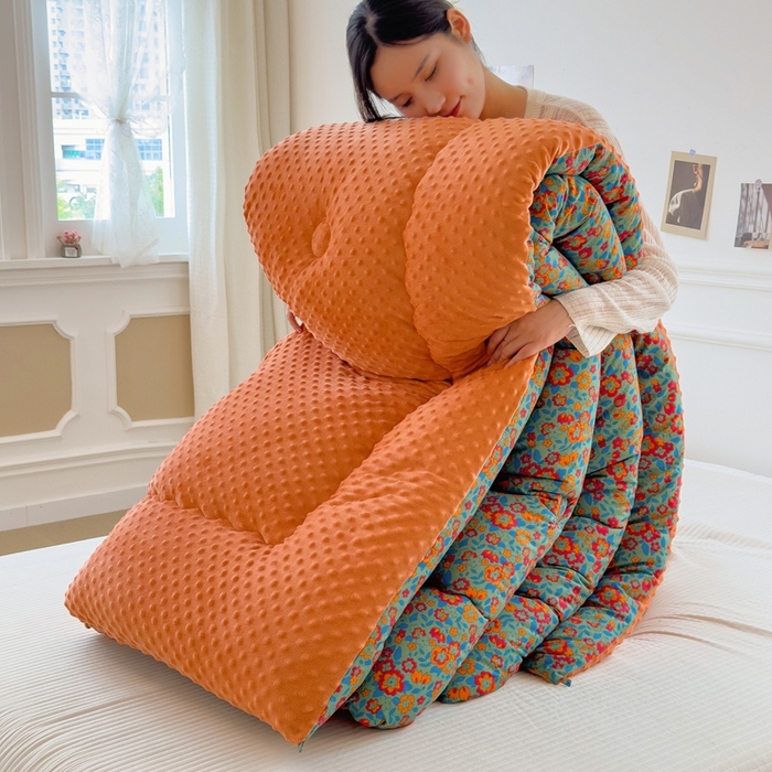 91家纺网 家纺一手货源 找家纺 （总）宝士康家纺 2024新款双层纱豆豆绒冬被 被子被芯