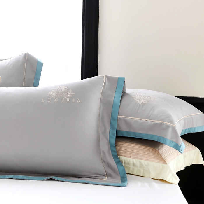 91家纺网 家纺一手货源 找家纺 U品汇 2024新品生态加厚长绒棉纯棉绣花100S全棉磨毛刺绣四件套高级50支双股 加州风情 -高级灰