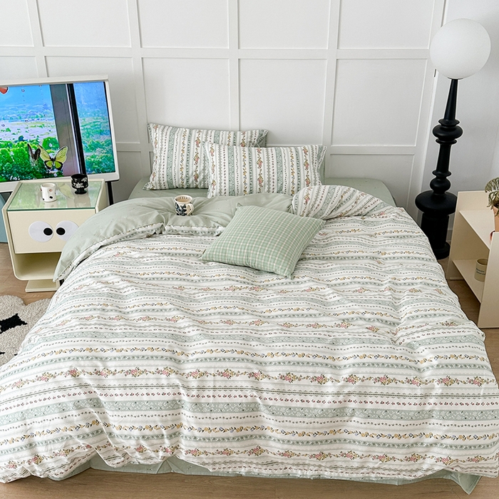 91家纺网 家纺一手货源 找家纺 （总）昔可家纺 2024新款13372全棉亲肤四件套-小花系列