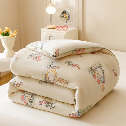 优被业 2024新款A类婴儿级牛奶针织棉大豆被四季被冬被 花丛兔