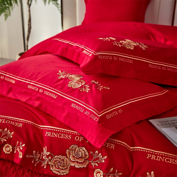 91家纺网 家纺一手货源 找家纺 宏羽纺家纺 2024新款13372纯棉婚庆套件系列 白首不渝