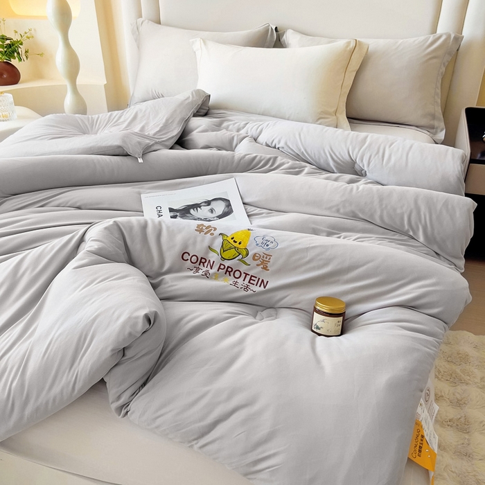 91家纺网 家纺一手货源 找家纺 暖阁 2025新款糯糯玉米被大豆被冬被春秋被被子被芯 高级灰