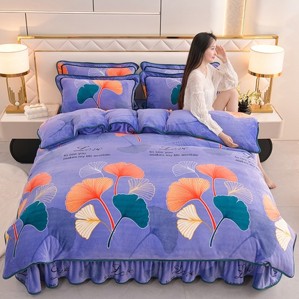 91家纺网 家纺一手货源 找家纺 芯诗曼2025新款8.5斤直播热款高克重牛奶绒法莱绒水晶金貂法莱绒四件套幸运一生