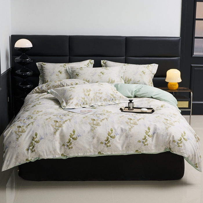 91家纺网 家纺一手货源 找家纺 顾家家居 2024新款7A抗菌长绒棉数码印花四件套 铃兰梦