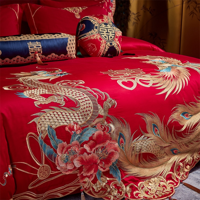 91家纺网 家纺一手货源 找家纺 宏羽纺家纺 2024新款13372纯棉婚庆套件系列 婚嫁贺喜