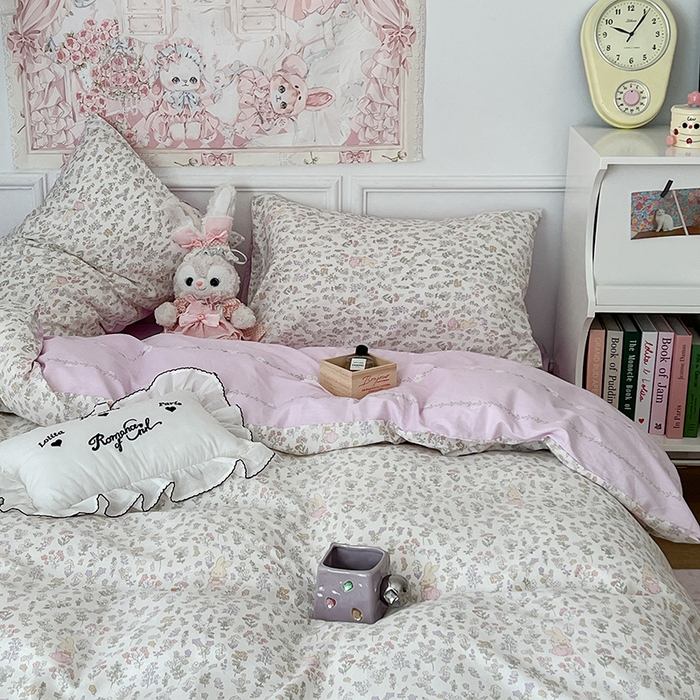 91家纺网 家纺一手货源 找家纺 昔可家纺 2024新款13070全棉四件套系列第二批 花蔓兔