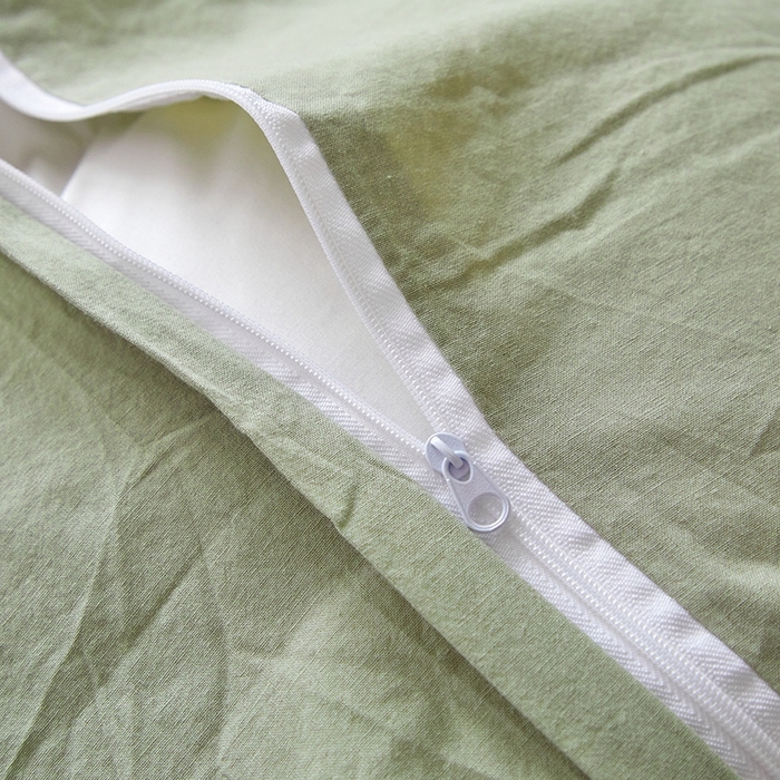 91家纺网 家纺一手货源 找家纺 吉象家纺 2024新款A类全棉色织水洗棉贝壳边三角针四件套    秘境浅绿