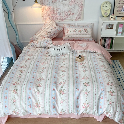 91家纺网 家纺一手货源 找家纺 昔可家纺 2024新款13070全棉四件套系列第二批 蕾丝条花花