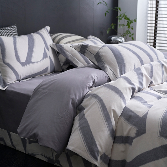 91家纺网 家纺一手货源 找家纺 XIWEN-希文家纺 2024新款全棉印花陶瓷磨毛四件套-第二批 魅影-灰