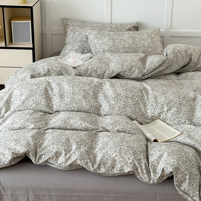 91家纺网 家纺一手货源 找家纺 昔可家纺 2024新款13372全棉亲肤四件套-小花系列 社桑花园