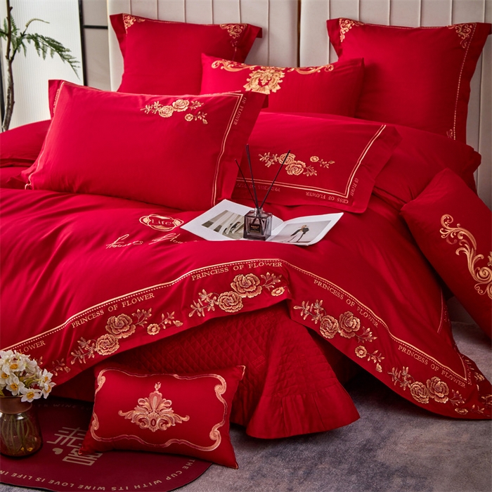 91家纺网 家纺一手货源 找家纺 宏羽纺家纺 2024新款13372纯棉婚庆套件系列 白首不渝