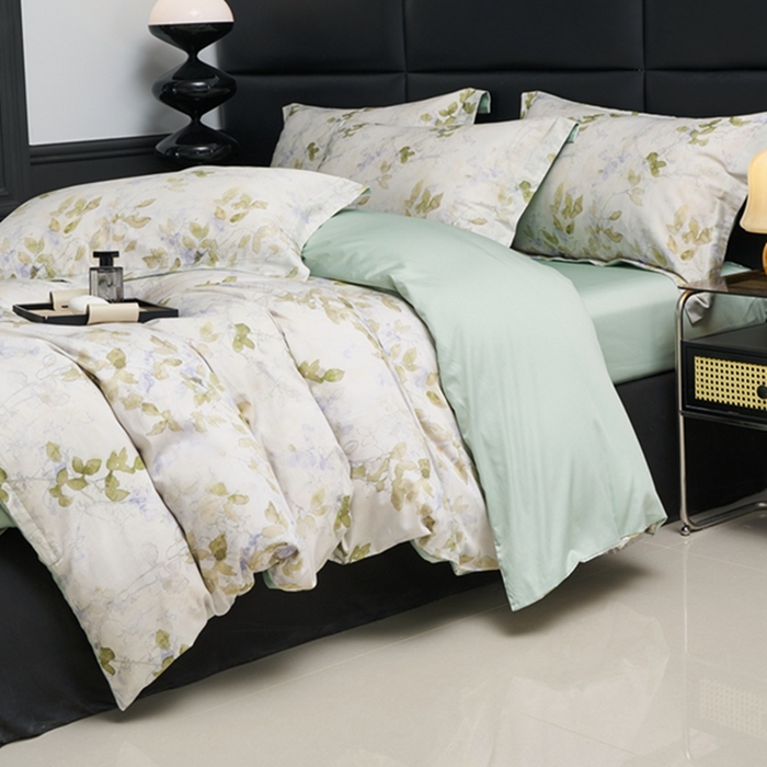 91家纺网 家纺一手货源 找家纺 顾家家居 2024新款7A抗菌长绒棉数码印花四件套 铃兰梦