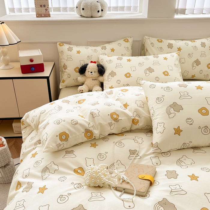 91家纺网 家纺一手货源 找家纺 柠馨 2024新款全棉印花四件套 星空熊