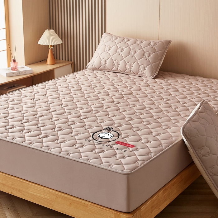 91家纺网 家纺一手货源 找家纺 卡派 2024新款水洗棉棉花床笠 棉花-卡其