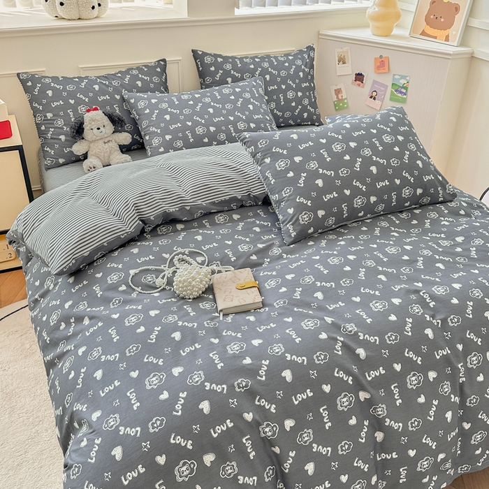 91家纺网 家纺一手货源 找家纺 柠馨 2024新款全棉印花四件套 百变小熊喵