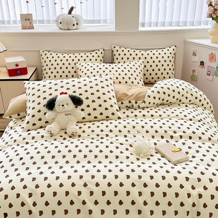 91家纺网 家纺一手货源 找家纺 柠馨 2024新款全棉印花四件套 卡夫小熊