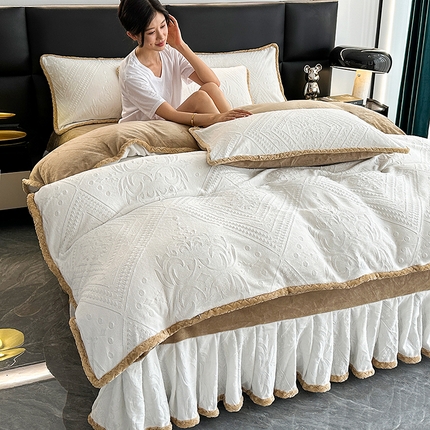 91家纺网 家纺一手货源 找家纺 （总）望淮家纺 2025新款8D雕花牛奶绒四件套