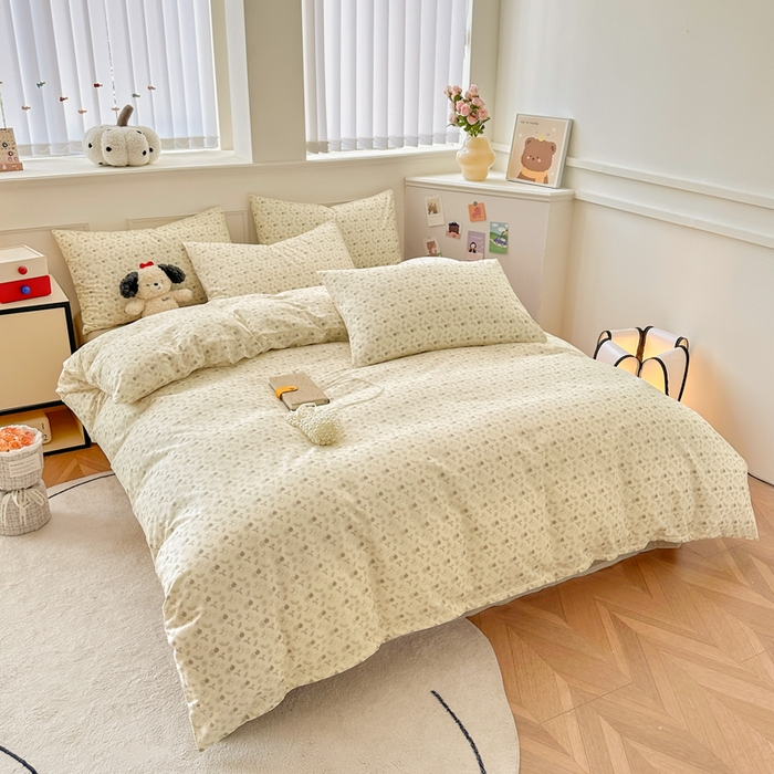 91家纺网 家纺一手货源 找家纺 柠馨 2024新款全棉印花四件套 花夕