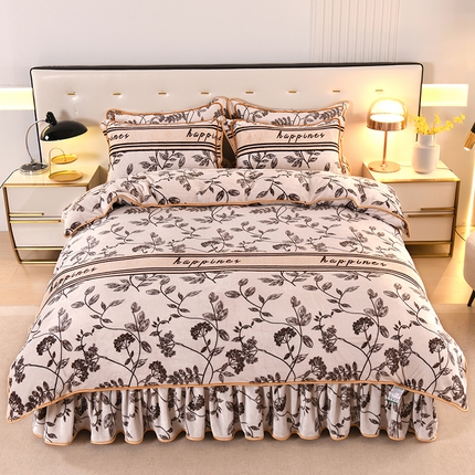 爱洛家纺 2024新款高克重牛奶绒印花四件套 一帘幽梦
