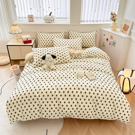 91家纺网 家纺一手货源 找家纺 柠馨 2024新款全棉印花四件套 卡夫小熊