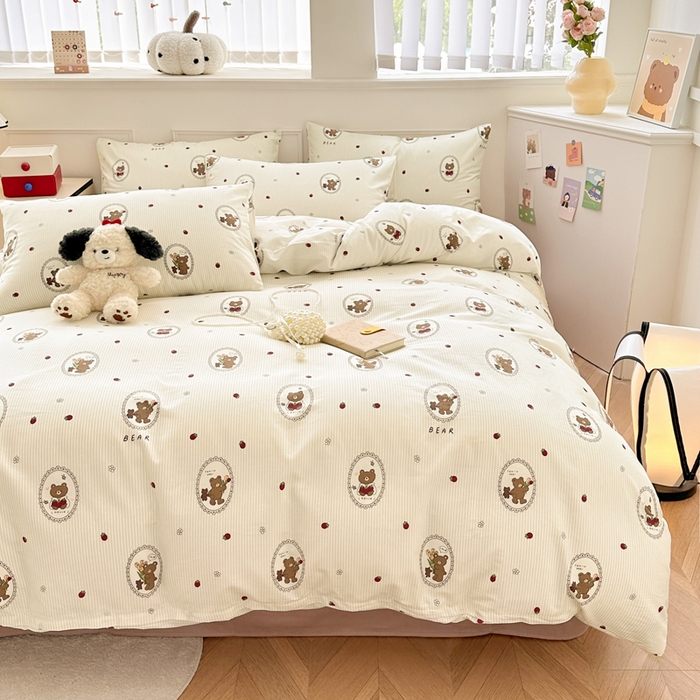 91家纺网 家纺一手货源 找家纺 柠馨 2024新款全棉印花四件套 卡洛儿