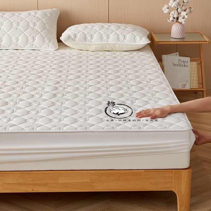 91家纺网 家纺一手货源 找家纺 卡派 2024新款水洗棉棉花床笠 棉花-白