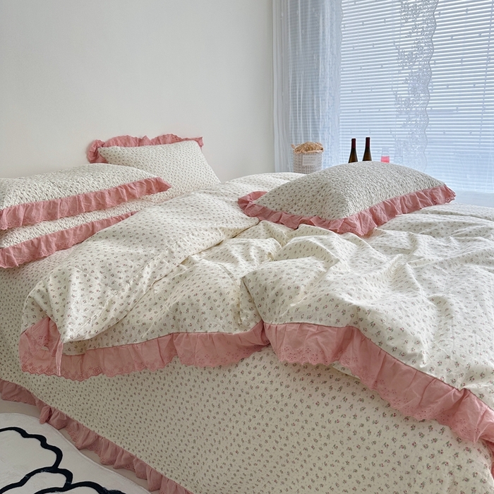 91家纺网 家纺一手货源 找家纺 佰织鑫家居 2024新款全棉法式床盖款四件套 花蜜