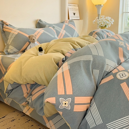 91家纺网 家纺一手货源 找家纺 2024新款全棉印花磨毛系列四件套 浓情摩卡