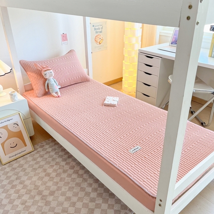 91家纺网 家纺一手货源 找家纺 芬晴家纺 2024新款A类全棉水洗棉大豆棉床笠-漫游（学生床） 漫游-豆沙