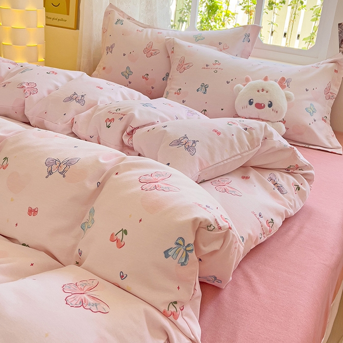 91家纺网 家纺一手货源 找家纺 2024新款全棉印花磨毛系列四件套 名媛