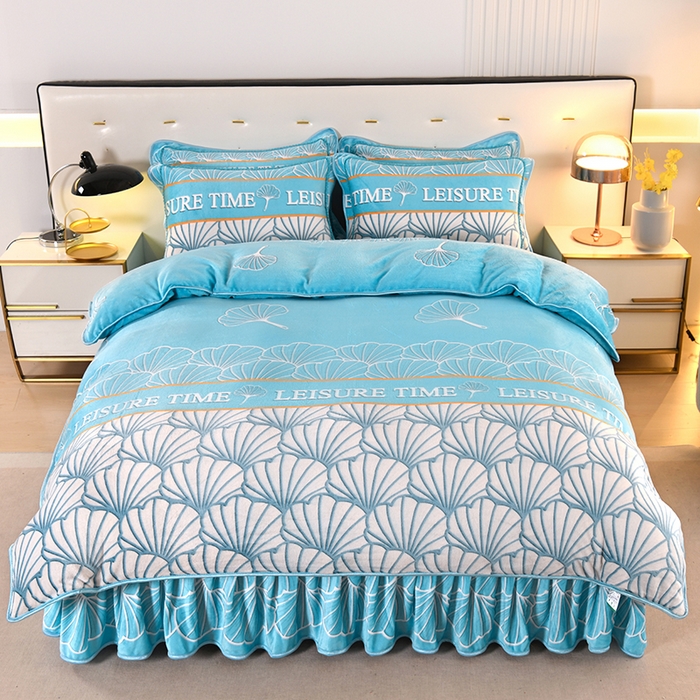 91家纺网 家纺一手货源 找家纺 爱洛家纺 2024新款高克重牛奶绒印花四件套 星海潮汐