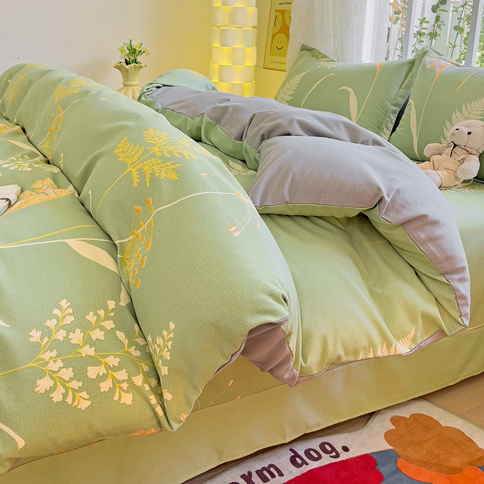 91家纺网 家纺一手货源 找家纺 2024新款全棉印花磨毛系列四件套 随风悠扬