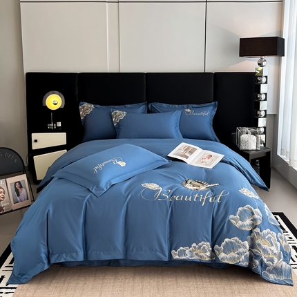 梧桐家居 2024新款13376全棉四件套-银杏 银杏-皇家蓝